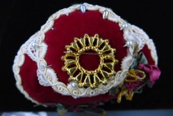 red white brooch b
